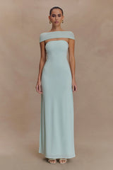 Aurora Slinky And Mesh Split Maxi Dress - Lagoon