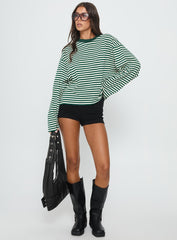 Bloom Long Sleeve Top Moss Stripe