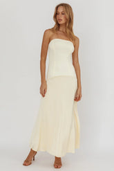 Star Avenue Strapless Drop Waist Maxi Dress Butter