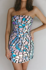 El Camino Mosaic Mini Dress Silver