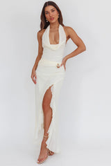 Logen Cowl Halterneck Maxi Dress Eggshell