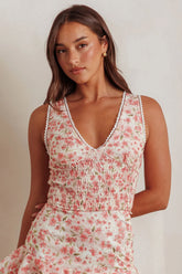 Loveletters Shirred Crop Top Floral Pink