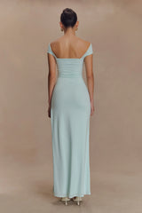 Aurora Slinky And Mesh Split Maxi Dress - Lagoon