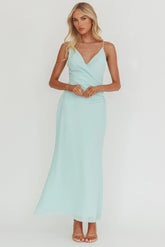 Lexxi Crossover Gathered Waist Maxi Dress Tiffany Blue