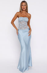 Fall In Love With You Strapless Maxi Dress Sky Blue