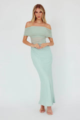 Lorely Off-Shoulder Midi Dress Sage