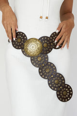 Tina Western Circle Belt Brass Brown