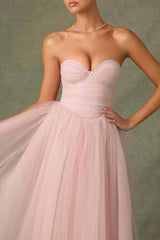 Tulle Corset Midaxi Dress in Dusty Rose