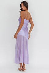 Gilded Dream Chiffon Hem Maxi Dress Lilac