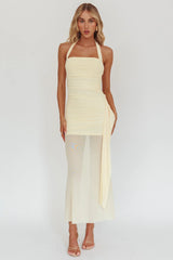 Rebekkah Halterneck Side Sash Maxi Dress Butter