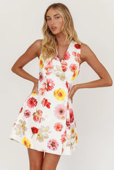Austria Sleeveless Double Breasted Mini Dress Floral