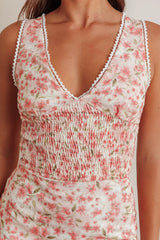 Loveletters Shirred Crop Top Floral Pink