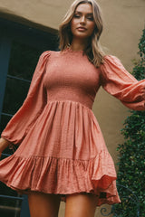 Secret Garden Long Sleeve Smocked Bodice Dress Rose