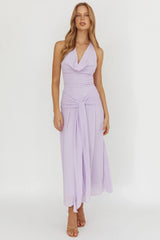 Maretha Cowl Halterneck Maxi Dress Lilac