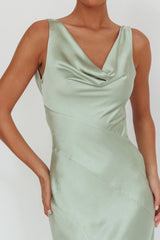Good Intentions Cowl Neck Open Back Maxi Dress Sage