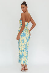 City Of Stars Strapless Maxi Dress Floral Yellow
