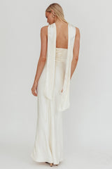 Navi Strapless Laced Back Maxi Dress Oyster