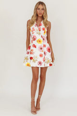 Austria Sleeveless Double Breasted Mini Dress Floral