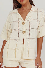 Sailor Knit Gold Button Top Cream