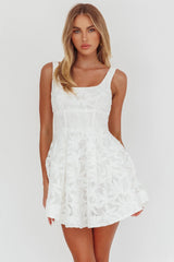 Miley Embroidered A-Line Mini Dress White