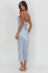 Talula Sheer Hem Ruffle Midi Dress Blue