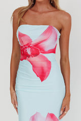 Truth Be Told Strapless Maxi Dress Blue