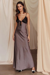 Bayleigh Low Bow Tie Back Dress Charcoal