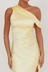 Floret Asymmetric Neckline Midi Dress Butter