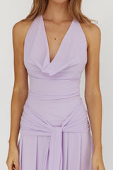 Maretha Cowl Halterneck Maxi Dress Lilac