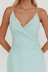 Lexxi Crossover Gathered Waist Maxi Dress Tiffany Blue