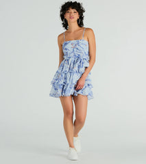 Fawn Over You Marble Print Chiffon Skater Dress