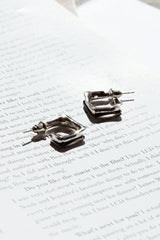 Maddox Small Square Hoop Earrings Silver