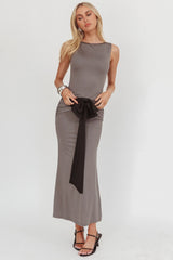 Weekend Vibes Bow Feature Maxi Dress Charcoal