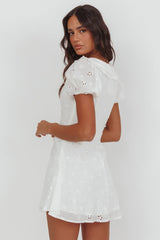 Aylin Collared Eyelet Mini Dress White
