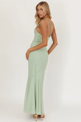 We Belong Together One-Shoulder Buckle Maxi Dress Mint