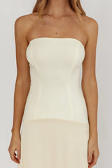 Star Avenue Strapless Drop Waist Maxi Dress Butter