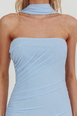 Truth Be Told Reverse Halter Maxi Dress Blue