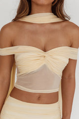 All The Lights Off-Shoulder Crop Top Cream