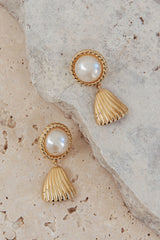 Valentina Tassel Pearl Earrings Gold/Pearl