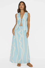 Meet Me There Tied Vest Top Abstract Blue