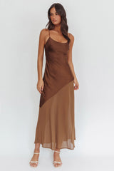 Gilded Dream Chiffon Hem Maxi Dress Chocolate
