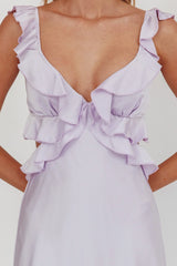 Second Chances Ruffle Trim Mini Dress Lilac