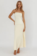 Star Avenue Strapless Drop Waist Maxi Dress Butter