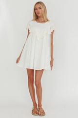Sunshine Weekend Frill Trim Babydoll Mini Dress White