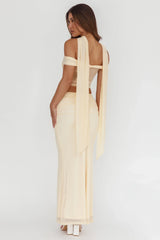 All The Lights Ruched Midi Skirt Cream