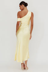 Floret Asymmetric Neckline Midi Dress Butter