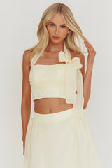 Simple Things Bow Halter Crop Top Butter