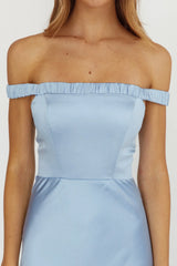Cari Off-Shoulder Strap Maxi Dress Ice Blue