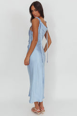 Glory Day Tied Shoulder Cowl Maxi Dress Ice Blue