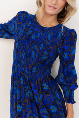 Andersen Smocked Midi Dress | Cobalt Floral